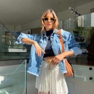 JAQUETA JEANS ASA DOURADA