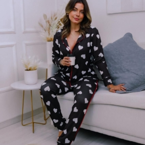 PIJAMA SUEDINE LOVE BLACK