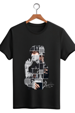 CAMISETA INFANTIL LEE JUNHO PRETA/BRANCA BLOCOS ESCRITA BRANCA - OPÇÃO 3 - 4 DIAS ÚTEIS PARA ENVIO