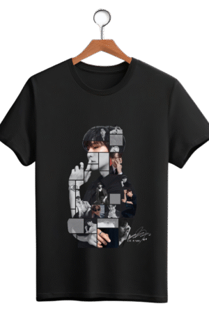 CAMISETA LEE JUNHO PRETA/BRANCA - BLOCOS PRETO/ESCRITA BRANCA - OPÇÃO 6 - T-SHIRT FEMININA - 4 DIAS ÚTEIS PARA ENVIO