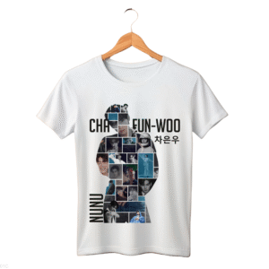 CAMISETA CHA EUN WOO BORDA BRANCA - OPÇÃO 2 - T-SHIRT FEMININA - 3 DIAS ÚTEIS PARA ENVIO