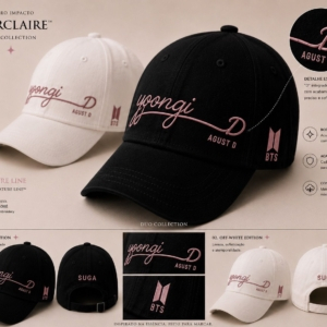 BONÉ BORDADO NOVO SUGA - OPÇÃO 2 - PRODUÇÃO PREMIUM SOB ENCOMENDA E LIMITADA