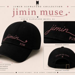 BONÉ BORDADO PARK JIMIN - OPÇÃO 43 - PRODUÇÃO PREMIUM SOB ENCOMENDA E LIMITADA