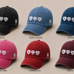 BONÉ BORDADO BTS ESTONADO - OPÇÃO 8 - PRODUÇÃO PREMIUM SOB ENCOMENDA E LIMITADA