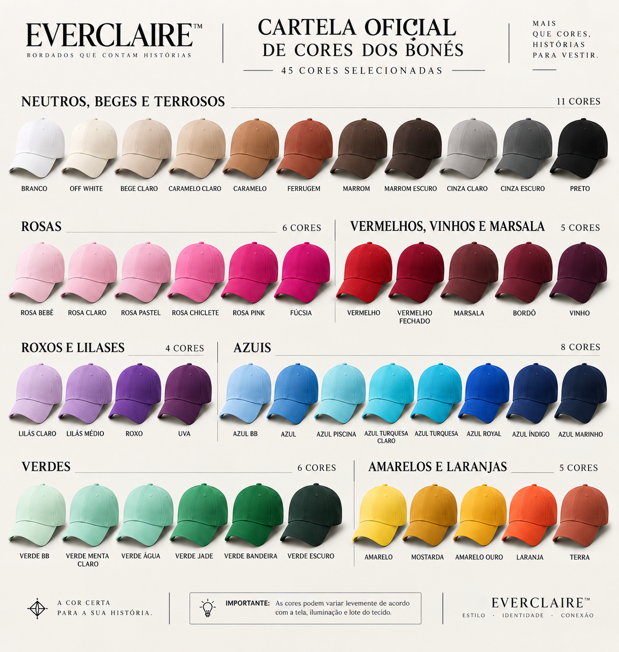 cores bonés