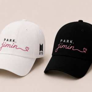 BONÉ BORDADO PARK JIMIN - OPÇÃO 1 - PRODUÇÃO PREMIUM SOB ENCOMENDA E LIMITADA