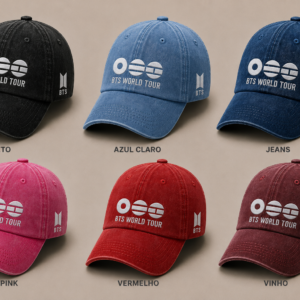 BONÉ BORDADO BTS ESTONADO - OPÇÃO 15 - PRODUÇÃO PREMIUM SOB ENCOMENDA E LIMITADA