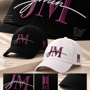 BONÉ BORDADO PARK JIMIN - OPÇÃO 43 - PRODUÇÃO PREMIUM SOB ENCOMENDA E LIMITADA