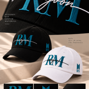 BONÉ BORDADO NOVO NAMJOON - OPÇÃO 17 - PRODUÇÃO PREMIUM SOB ENCOMENDA E LIMITADA