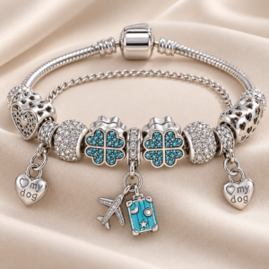 PULSEIRA DE CHARMS TREVO AZUL