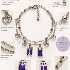 PULSEIRA BTS & ARMY CORAÇÕES - ROXA